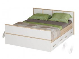 Двуспальная кровать 1,4м Сакура (дуб сонома/белый) в Бердске - berdsk.mebel-nsk.ru | фото