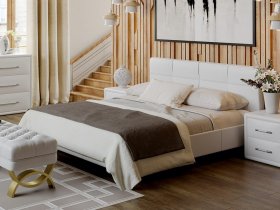 Кровать двуспальная 1,6 м «Элис» тип 1 (белая) в Бердске - berdsk.mebel-nsk.ru | фото