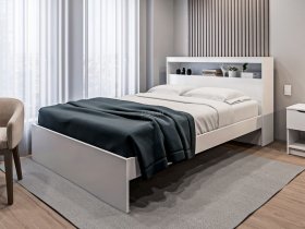 Кровать двуспальная 1,6м Бруклин СБ-3356 (белый) в Бердске - berdsk.mebel-nsk.ru | фото