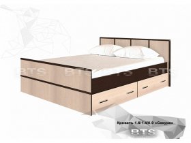 Кровать двуспальная с ящиками 1,4м Сакура (BTS) в Бердске - berdsk.mebel-nsk.ru | фото