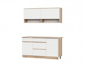 Кухонный гарнитур 1,6м Брауни (дуб делано/белый) в Бердске - berdsk.mebel-nsk.ru | фото