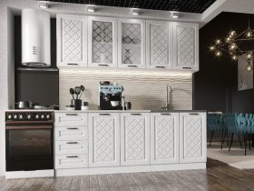 Кухонный гарнитур Агава 2,0 м (акация белая) в Бердске - berdsk.mebel-nsk.ru | фото