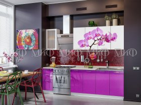 Кухонный гарнитур Орхидея (фиолетовый) в Бердске - berdsk.mebel-nsk.ru | фото