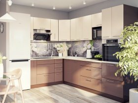 Модульная кухня Классика (ваниль/шоколад) в Бердске - berdsk.mebel-nsk.ru | фото