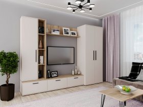 Модульная стенка Верона (сатин/дуб крафт серый) в Бердске - berdsk.mebel-nsk.ru | фото