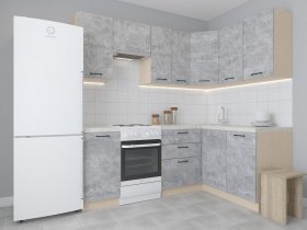 Модульная угловая кухня 1,4м*2,1м Лада (цемент) в Бердске - berdsk.mebel-nsk.ru | фото