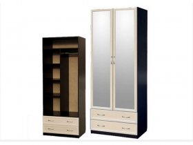 Шкаф двухстворчатый с ящиками с 2-мя зеркалами  (профиль МДФ) в Бердске - berdsk.mebel-nsk.ru | фото