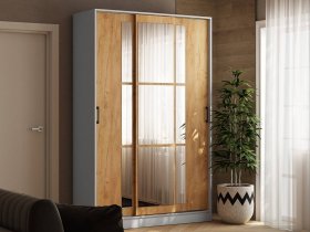 Шкаф-купе 1,4м «Стиль-2» (белый/дуб крафт золотой) в Бердске - berdsk.mebel-nsk.ru | фото