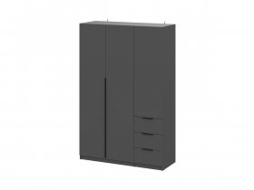 Шкаф трехстворчатый с ящиками ШК-22 (графит) в Бердске - berdsk.mebel-nsk.ru | фото