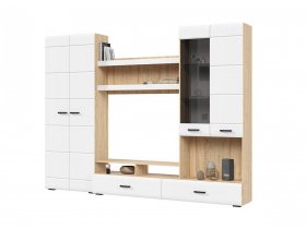 Стенка ГС-01 Либерти (дуб сонома/белый глянец) в Бердске - berdsk.mebel-nsk.ru | фото