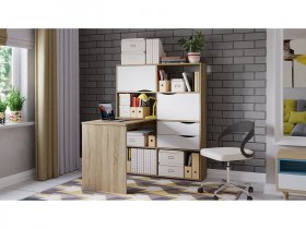 Стол письменный тип 7 (дуб сонома/белый ясень) в Бердске - berdsk.mebel-nsk.ru | фото