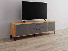 Тумба под ТВ Парус-13 (дуб крафт золотой/графит серый) в Бердске - berdsk.mebel-nsk.ru | фото